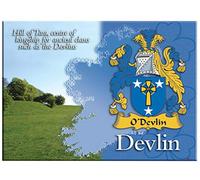 Devlin Irish Family Name Souvenir Metallic Picture Fridge Magnet