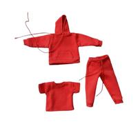 DEVNWIGMO 3 Pieces Miniature Action Figure Clothing Set T-Shirt Sweatshirt Pants Technical Design Compatible Dolls Model Making Situation, Red