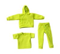 DEVNWIGMO 3 Pieces Miniature Action Figure Clothing Set T-Shirt Sweatshirt Pants Technical Design Compatible Dolls Model Making Situation, Light Green