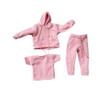 DEVNWIGMO 3 Pieces Miniature Action Figure Clothing Set T-Shirt Sweatshirt Pants Technical Design Compatible Dolls Model Making Situation, Pink
