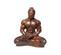 DEVNWIGMO Decorative Buddha Statue Wooden Sculpture Spiritual Figurine Humorous Ornament Meticulously Carved Solid Wood Suitable for Car Dashboard Office Home, 8-7-4cm, Ebony