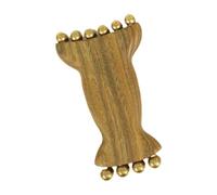 DEVNWIGMO Facial Massage Roller with 20 Brass Beads and Wooden Handle Double Ended Tool Relaxation Handheld Massager for Jawline Sculpting Suitable for, A