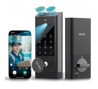 Devo G1 Video Smart Lock with Camera & Doorbell, 6-in-1 Fingerprint Keyless Entry Door Lock for Front Door, App Remote, Auto Locks, Wi-Fi Smart Deadbolt, Easy Install, Waterproof, Black
