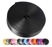 Devobunch Nylon Webbing Straps, 1 Inch Wide Heavy Duty Nylon Strap, Durable Flat Rope Webbing, 10 and 25 Yard Roll for Backpack Strapping, Tie-Down, Dog Leash, 18 Vibrant Colors (Black, 10 Yard)