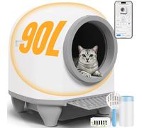 Devoko 90L Self cleaning cat litter tray,APP Control,9 safety sensors,Easy Clean litter robot,Extra Large litter boxes for Multiple Cats,Anti-pinch Smart Robot,Automatic cat litter tray for Multi-Cats