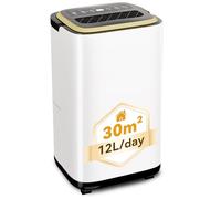 Devoko Electric Dehumidifier, 12L/Day with Humidistat, LED Display, Compact Moisture Absorber for Home - 2.2L Water Tank, 1.5m Drain Hose & Filter - Ideal for Bedrooms, Bathrooms & Damp Basements