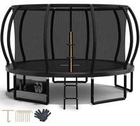 Devoko Outdoor Trampoline 7.5ft/10ft/12ft/14ft GS Certified Garden Trampoline With Safety Net,Non-Slip Ladder& Shoe Organiser,Available For Toddlers And Adults,Up to 150kg