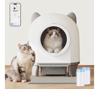Devoko Self Cleaning Litter Box with Cute Cat Ears, XXL large Automatic cat litter tray, Remote Control, Large Space, Safety & Odour Control, 90L Electric Litter Box for Multiple Cats