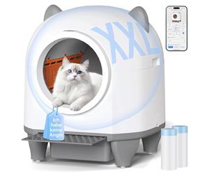 Devoko Self-Cleaning Pet Litter Box with Cute Cat Ears, Automatic XXL Enclosed Tray, Remote Control, Large Space, Safety & Odour Control, 90L Electric Litter Box for Multiple Cats
