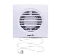 Devola 100mm Axial Extractor Fan With Pull Cord, 4 Inch Bathroom Fan, Kitchen Fan, Made In Britain (Pull Cord) - Dvf100P