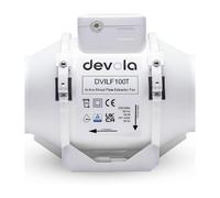 Devola Inline Mixed Flow 100 mm Bathroom Fan, 4 Inch Extractor Fan With Timer For Kitchen & Bathroom, Made in Britain