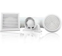 Devola 100mm Inline Extractor Fan Shower Kit With LED Light and Timer, Made In Britain (LED Light with Shower Kit and Timer Fan)