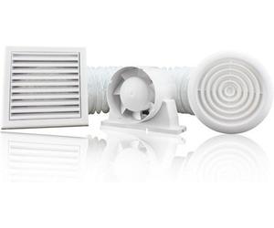 Devola 100mm Inline Extractor Fan Shower Kit With Led Light And Timer, Made In Britain (Led Light With Shower Kit And Timer Fan)