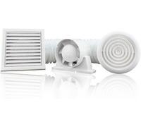 Devola 100mm Inline Extractor Fan Shower Kit With Timer, Made In Britain (Shower Kit And Timer Fan)