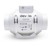 Devola 100mm Inline Mixed Flow Extractor Fan, 4 Inch Bathroom Fan, For Kitchen, Bathroom and Loft, Made in Britain (Standard Model) - DVILF100
