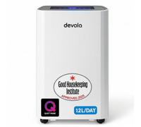 Devola 12L/day Dehumidifier & Air Purifier With Hepa Filter, Quiet & Energy Efficient, Laundry Drying Mode, Continuous Drainage