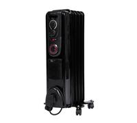 Devola 1500W Oil Filled Radiator Portable Fan Heater 5 Fin Timer Black