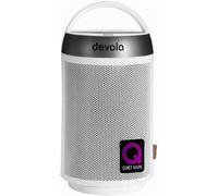 Devola 1500W Portable Ceramic Fan Heater 2 Heat Settings, Thermostat Control, Oscillating, Safety Shut-Off, Compact White & Silver