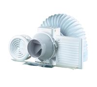 Devola Bathroom Showerfan Kit 100mm with DPR Grille 100mm with Timer - DVSFK100T