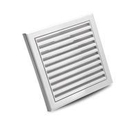 Devola Louvred Wall Vent Fixed Grille with Flyscreen - 100mm (4 Inch) Round Rear Spigot, 155mm External - Exterior Air Vent Cover, White - DVFG100W
