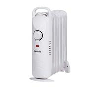 Devola Mini Oil Filled Radiator 7 Fin 600W, Free Standing Low Energy Electric Heater, Adjustable Heating Dial White
