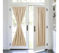 Devola Net Curtains Long Door Opaque French Door Curtain Kitchen Curtain Modern Door Curtain Balcony Door Pockets Curtain Blackout Curtain Short W x H 64 x 183 cm Beige 1 Piece