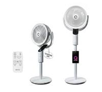 Devola Quiet 8” DC Pedestal Fan with Remote Control, 12 Speeds, 4 Adjustable Heights, Quiet Oscillating Desk & Standing Fan, 15 Hour Timer, Aroma Diffuser, Sleep Mode, Quiet Mark Certified - White
