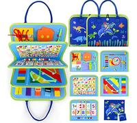 Devolamn Busy Board for Toddlers, Montessori Toys for 1 2 3 4 Year Old, Sensory Toys Activities Board Toddler Travel Toy for Fine Motor Skills Autism Educational Toys Gifts for Girls Boys Dinosaur