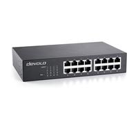 Devolo Gigabit Ethernet Switch 16 Port, unmanaged Switch Gigabit Ethernet, Network Switch, 1.000 Mbps, No Fan, Black