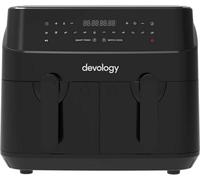 Devology Double Air Fryer - 9L - 2 X 4.5L Independent Dual Zone - 50 Recipe Cookbook- 12 Cooking Programs - Digital Led Display