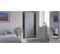 Devon 3 Piece Bedroom Set (Wardrobe, Chest & Bedside) in Dusk Grey - Ready Assembled Swift Dark Grey One Size