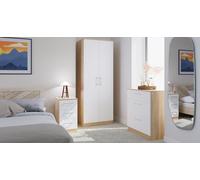 Devon 3 Piece Bedroom Set (Wardrobe, Chest & Bedside) in White Matt & Bardolino Oak - Ready Assembled Swift Multi One Size