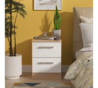 Devon Bedside Table White & Oak 2 Drawers 51cm