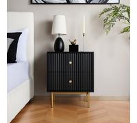 Devon - Bedside Table With 2 Drawers - Black