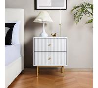 Devon White 2 Drawer Bedside Table - Home Garden Direct - Wilko