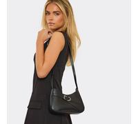 Devon Buckle Detail Shaped Shoulder Bag In Black Faux Leather, Women's Size UK One Size