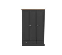 Devon Charcoal 3-Door 2-Drawer Wardrobe - Timeless Storage with Classic Elegance