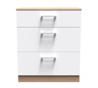 Devon Chest of Drawers White & Oak 3 Drawers 39cm