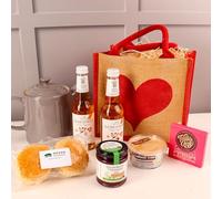 Devon Hampers Sent with Love Cream Tea Hamper - Fresh Scones, Clotted Cream, Jam, Gourmet Pink Chocolate & Luscombe Rose - Wine & Chocolate Hamper