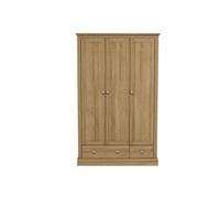 Devon Oak 3-Door 2-Drawer Wardrobe - Classic Storage with Timeless Elegance