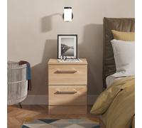 Crowndale Devon 2 Drawer Bardolino Oak Compact Bedside Cabinet Ready Assembled - Wilko