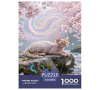 Devon Rex 1000 Pieces Portable Jigsaw Puzzle Age 3+ Cool Collage Effect, Home Decoration, Educational, Challenging Puzzle Games 52x38cm/1000pcs