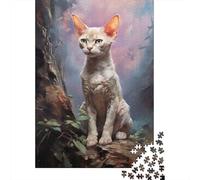 Devon Rex Cat Adult Jigsaw Puzzle, 1000 Pieces, 52x38cm/1000pcs; Low-dust White Cardboard Pieces; for An Enjoyable Break at The Table