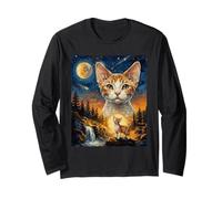 Devon Rex Cat Howling to The Moon Long Sleeve T-Shirt
