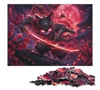Devon Rex Cat Samurai Warrior Animal Jigsaw Puzzle for Adults, 300 Pieces | Adult Jigsaw Puzzle: piece-by-piece progress toward a clear completion goal at your own pace.