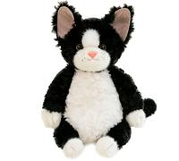 Devon Rex Cat Stuffed Animal, Cute Sitting Two Tone Kitten Plush Toy for Cuddling Home Decor (Black,40cm/16in)