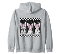 Devon Rex Cat Trio Coquette Bow Bubblegum Retro Zip Hoodie