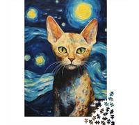 Devon Rex Cat Van Gogh Adult Jigsaw Puzzle, 1000 Pieces, 38x26cm/1000pcs, January Puzzle Activity, Relaxing Home Time And January Evenings