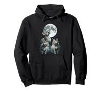 Devon Rex Cats Howling At The Moon Pullover Hoodie