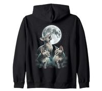 Devon Rex Cats Howling At The Moon Zip Hoodie
